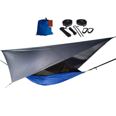 Hiking tent hang spring hammack hammock, double hammock 3 in one camping hammock with mosquito net and rainfly