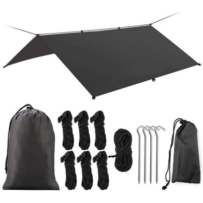 Waterproof hammock tent camping tarp rain fly, waterproof sun covered ultralight rain tarp outdoor