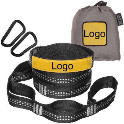 Heavy duty polyester webber tree saver strap portable swing hammock strap carabin